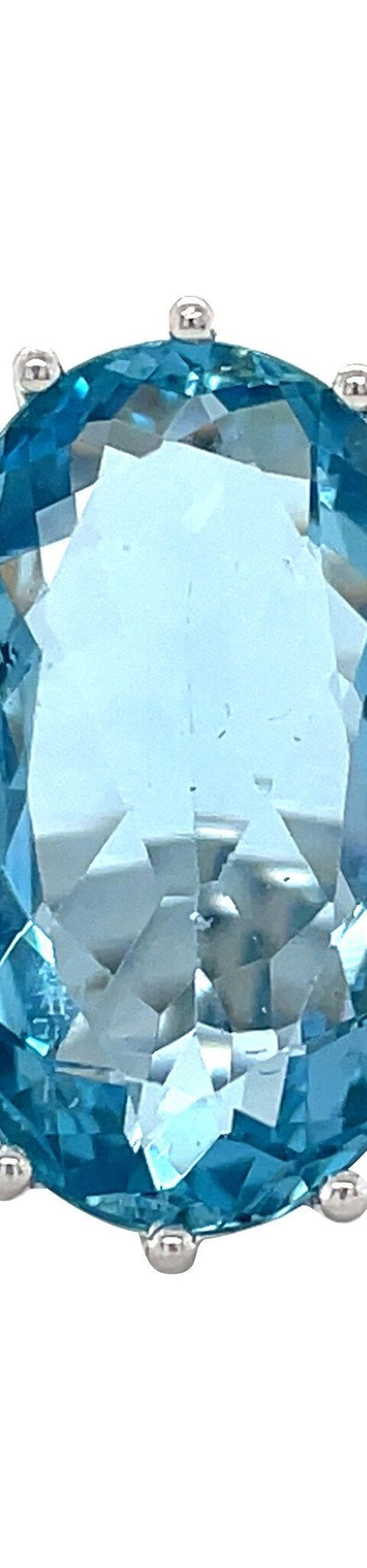 Vintage 14K White Gold Ring with Aquamarine and Diamond